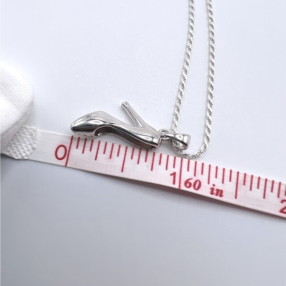 .925 Sterling Silver High Heel Shoe Necklace - Picture 16 of 17